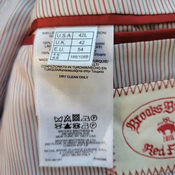 Brooks Brothers Blazer Mens Size 42 Long Tollegno 1900 Career Navy Pinst… - Picture 6 of 15